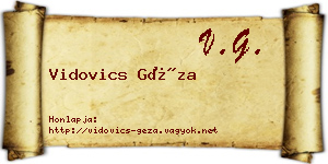Vidovics Géza névjegykártya