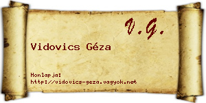 Vidovics Géza névjegykártya