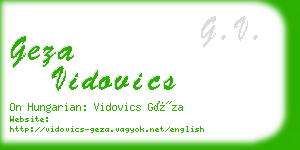 geza vidovics business card
